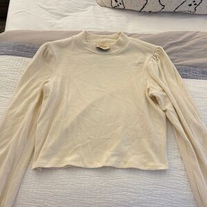 Cream Long Sleeve Top with shoulder details